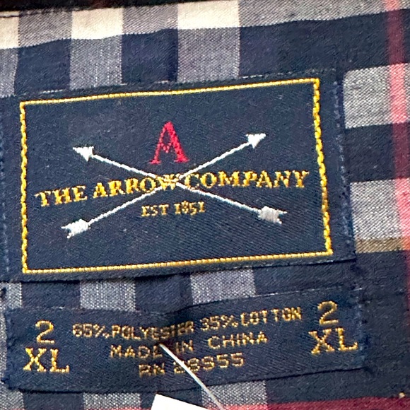 Arrow Co Men’s 2XL Long Sleeve Button Down Shirt with Front Pocket NWT - Picture 2 of 5
